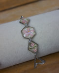 Pink Pressed Flower Bracelet (Silver)
