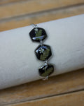 Pressed Fern Three Hexagon Bracelet (Silver)