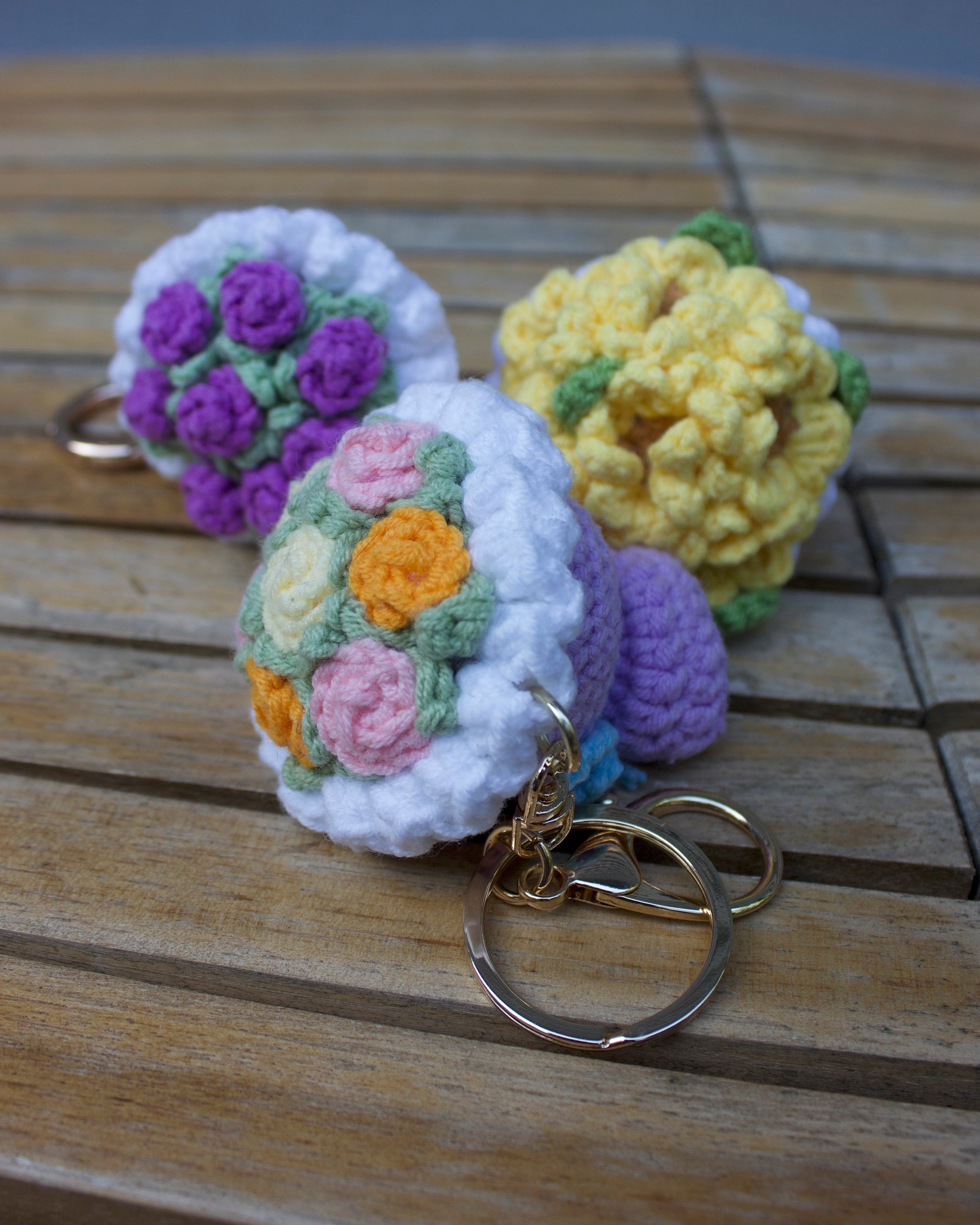 Multi Colored Crochet Bouquet Keychain
