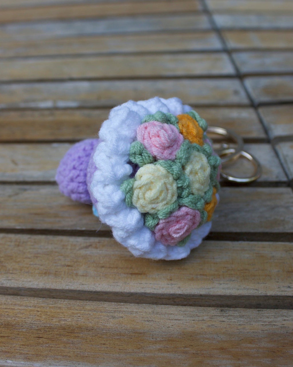 Multi Colored Crochet Bouquet Keychain