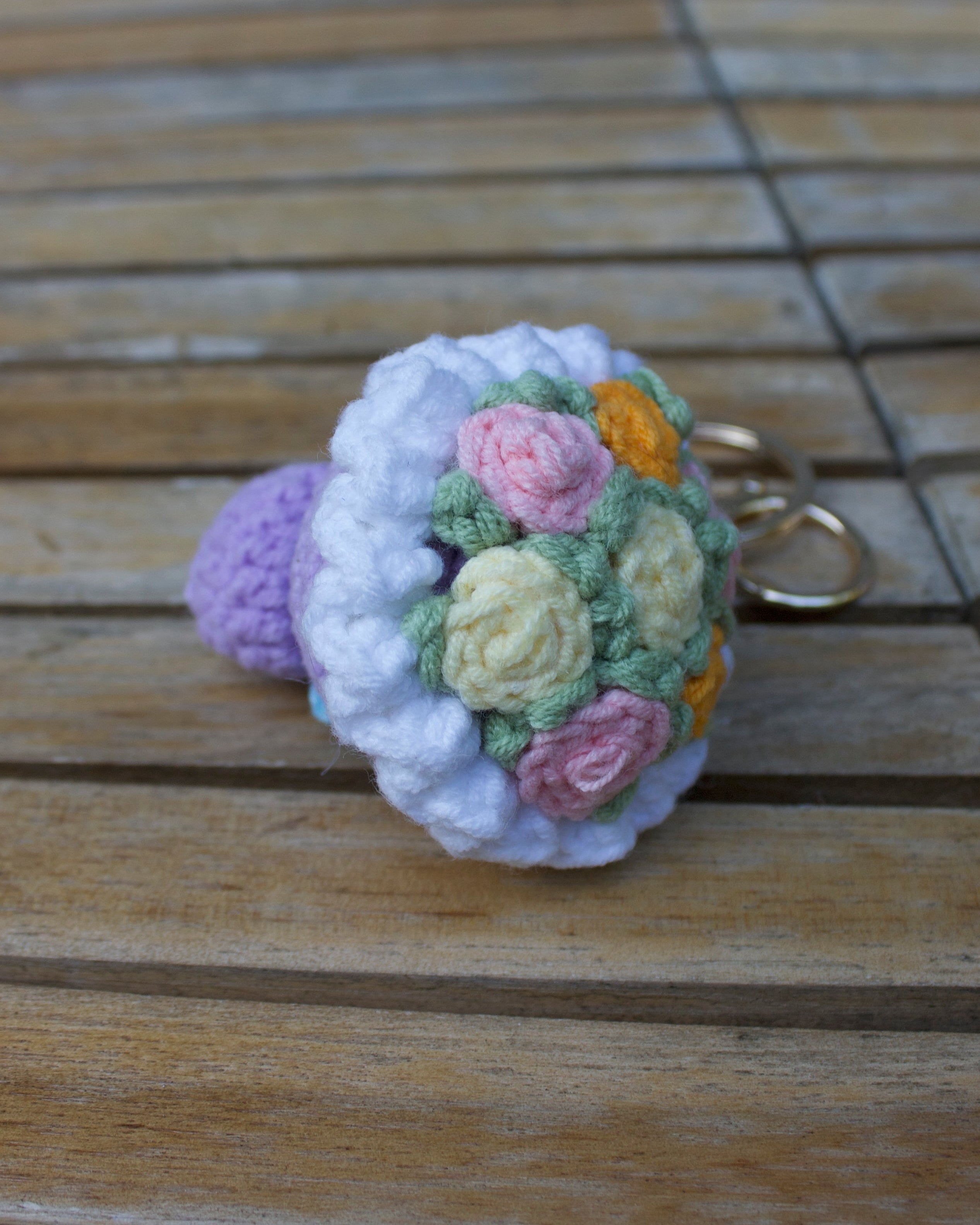 Multi Colored Crochet Bouquet Keychain