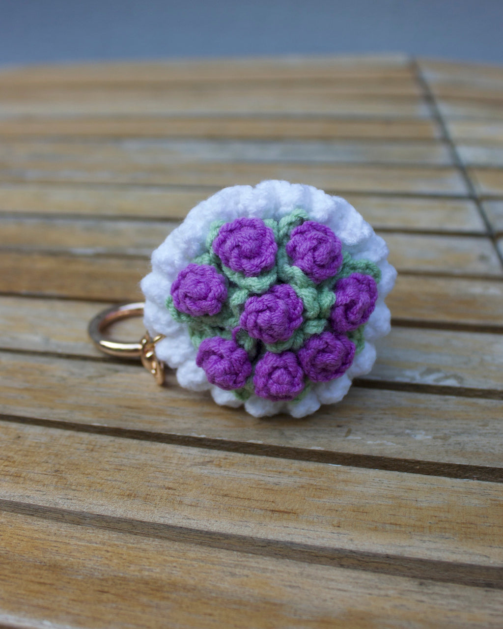 Purple Crochet Bouquet Keychain