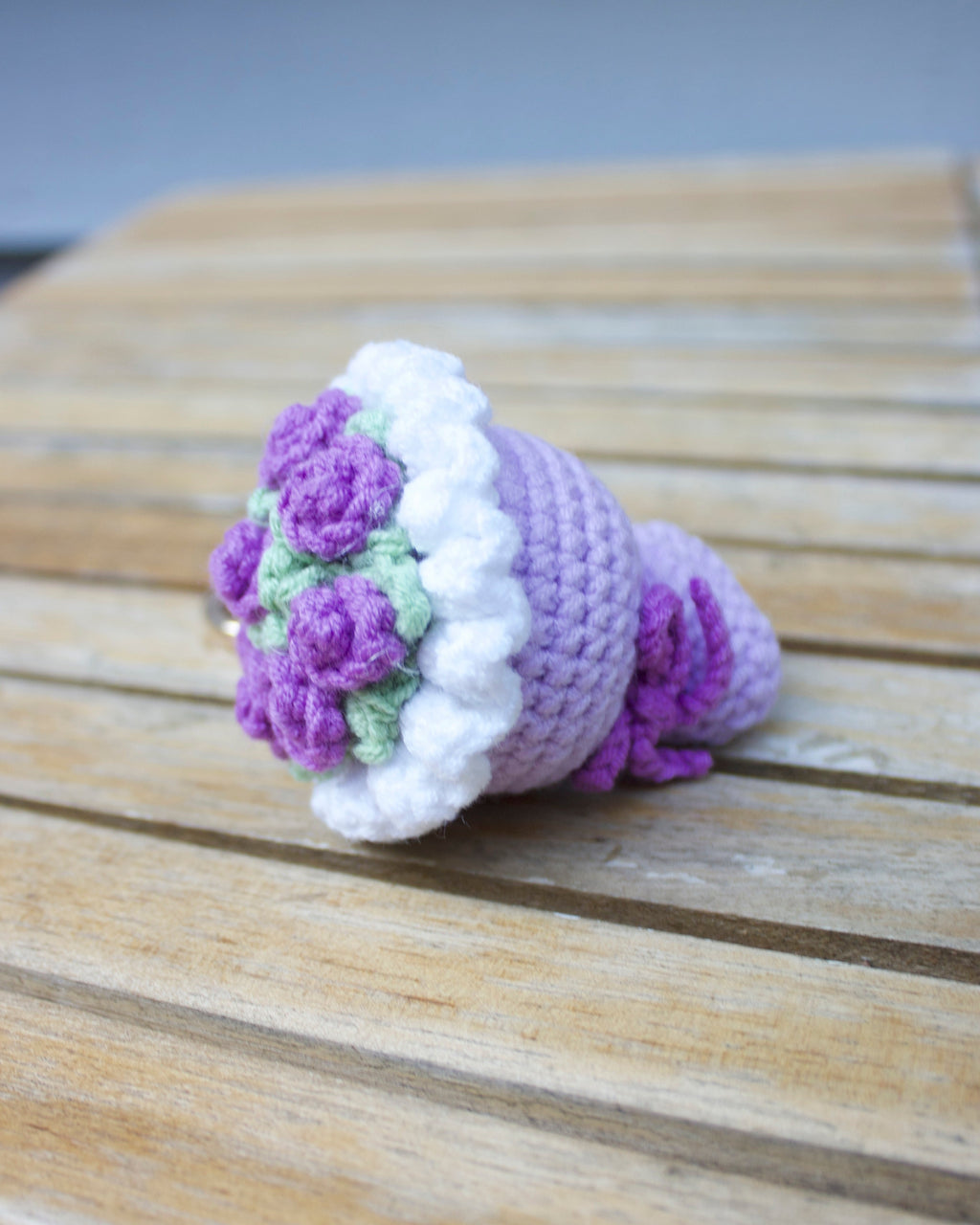 Purple Crochet Bouquet Keychain