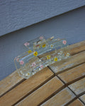 Pink, Yellow, & White Pressed Flower Hair Claw Clip