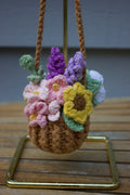 Pink Crochet Car Mirror Basket